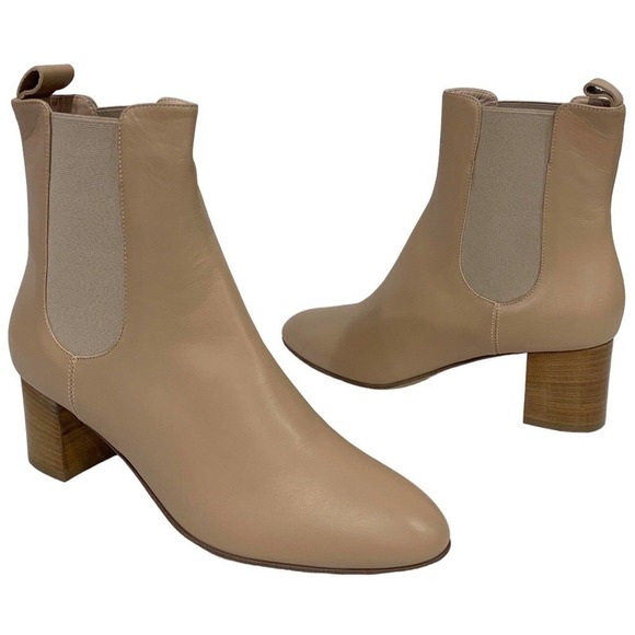 Kahmune | Mila Boots Chelsea Leather Ankle Pull On Almond Toe- Size 8 39 - Picture 1 of 8